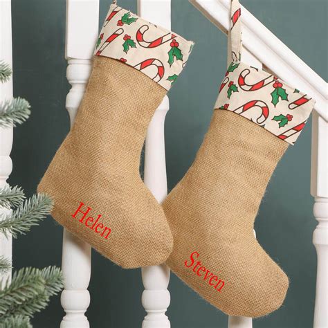 A wide variety of candy stockings options are available to you, such as supply type, technics, and material. Personalised Eco Jute Candy Cane Stocking By Dibor ...