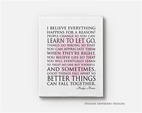 Marilyn monroe quotes about lifestyle and happiness. CANVAS Wall Decor - I believe everything happens for a ...