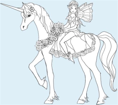 Princess riding on a unicorn. Volwassenen Kleurplaten Eenhoorn