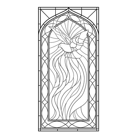 Glas in lood landschap met een molen. Glas-in-lood kleurplaten :: Kleurplatenpagina.nl ...