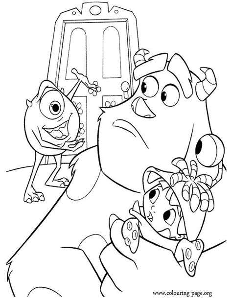 Is a factory where monsters enter the human world to scare children into screaming. Monsters, Inc. - Mike, Sulley and Boo coloring page ...