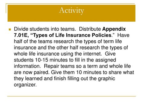 PPT - 7.01: Classify types of health and life insurance ...