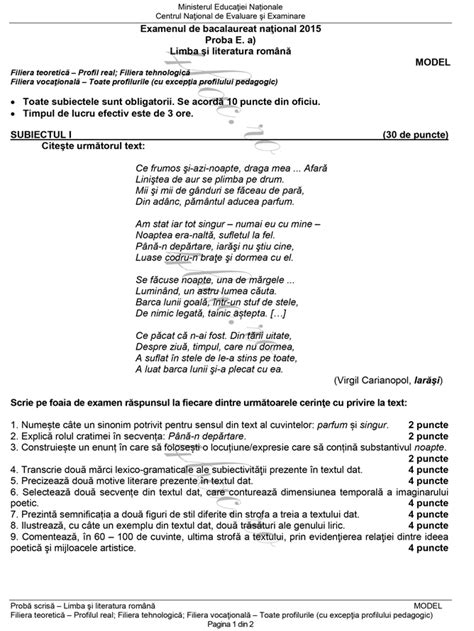 Remplissez simplement vos notes obtenues et lancez le calcul ! Modele de subiecte 2015 Romana profil real, tehnologic