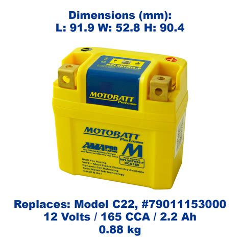 Up to 4/5th lighter than leadacid batteries Motobatt Lithium 12V 2.2AH Battery for KTM 350 SXF 2015 ...