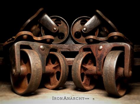 Check out more industrial rustic furniture at. Antique Industrial Double Wheel Casters from IronAnarchy ...