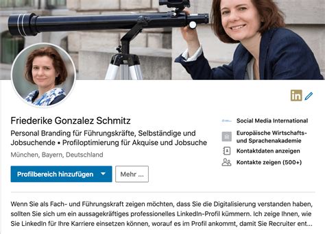 Der profil slogan bei linkedin ist (neben dem profilbild) deine . Gute Zusammenfassung Linkedin