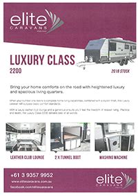 This is very useful, as you can pick up. Elite Caravans - Luxury Class 2200