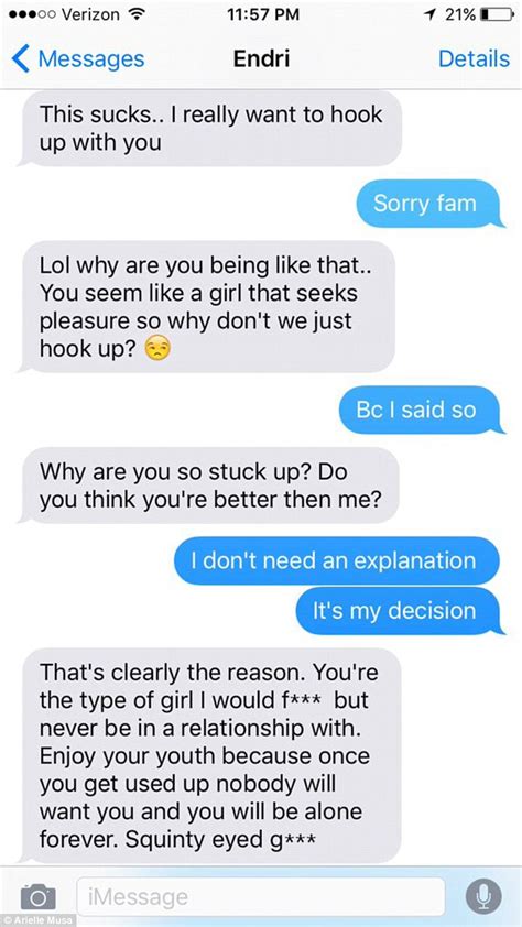Dirty talk is something that many women get very turned on by. Arielle Musa shares text rant she received from her Tinder ...