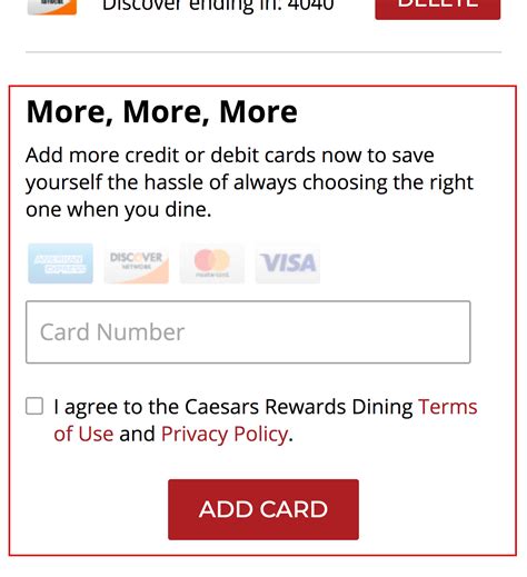 Maybe you would like to learn more about one of these? I want to update my credit card. - Caesars Rewards Dining Help Center
