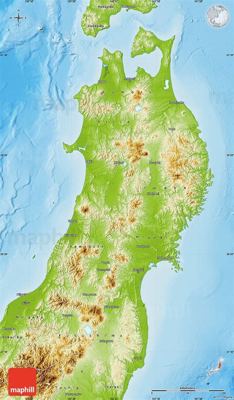 Detailed road, administrative, physical and topographical maps of japan. Physical Map of Tohoku | 東北 地図, 地図, 旅
