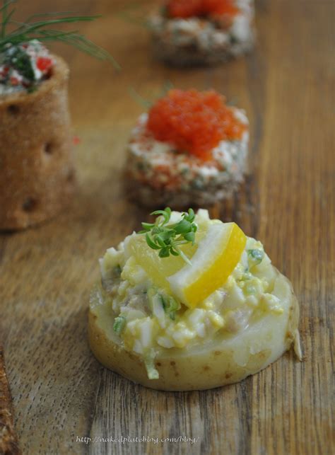 It is such a tasty dish, full of seafood flavour enhanced with garlic, lemon and parsley. Nordic Tapas - potato with herring caviar - Naked Plate