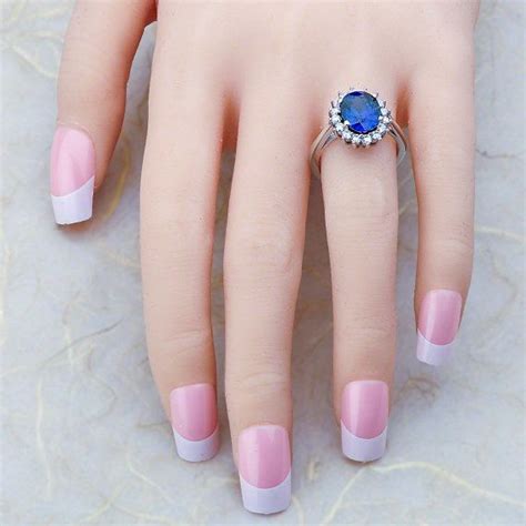 Princess ring blue zircon transparent noble engagement party ladies ring fashion jewelry exquisite jewelry decoration girlfriend. Blue Sapphire Engagement Ring / Princess Diana Sapphire ...