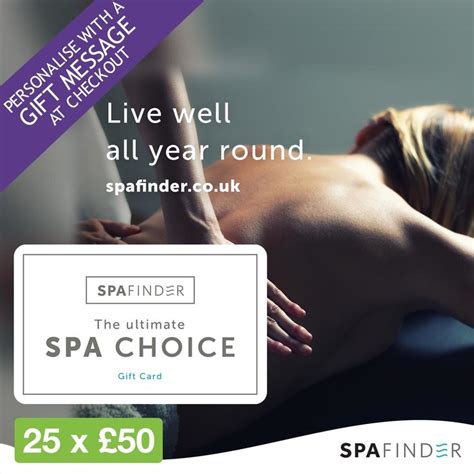 Spafinder wellness is accepted at more spa and wellness locations worldwide than any other gift. £1250 SpaFinder Wellness Gift Card Multipack (25 x £50 ...