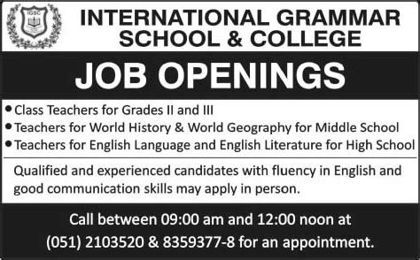 Fewer international teaching jobs in malaysia are located in smaller towns and rural areas, but these are beginning to emerge. Teaching Jobs in International Grammar School & College ...