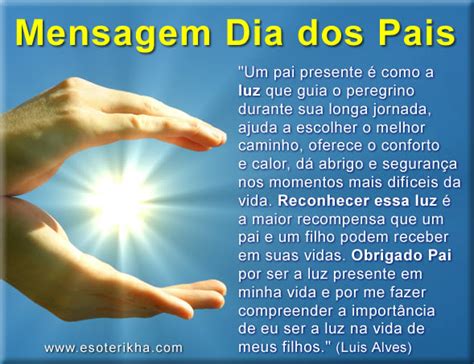 Acompanhar lado a lado suas alegrias e tristezas, perdas e conquistas, sonhos e neste dia nove de agosto, este secretário deseja a todos os pais que compõem a família da administração penitenciária, que com seu amor e senso. Confira as Melhores Dicas de Mensagens para Dia dos Pais ...