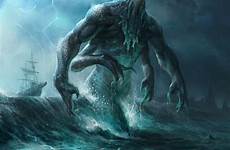 sea creature creatures monster fantasy scary artwork artstation mythical ocean dark deep giant monsters deviantart underwater kraken cthulhu mythic large