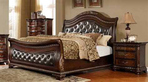 Bedroom sets └ furniture └ home & garden all categories antiques art baby books business & industrial cameras & photo cell phones leather bedroom furniture sets. Leather Headboard Sleigh Queen Size Bedroom Set 3Pcs ...