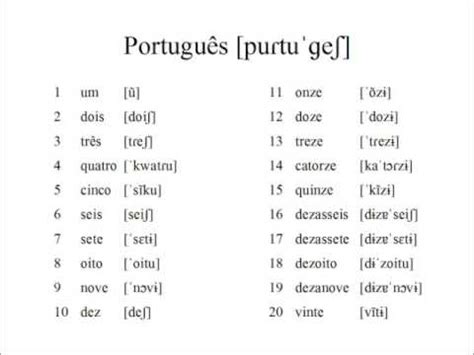 Learn the alphabet in european portuguese and them compare it with the alphabet in brazilian portuguese: Portuguese Numbers 1-20 - YouTube