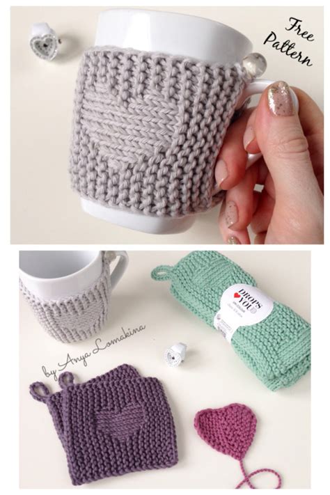 Patterns can also be moved or taken down. CupHeart Mug Cozy Free Knitting Pattern