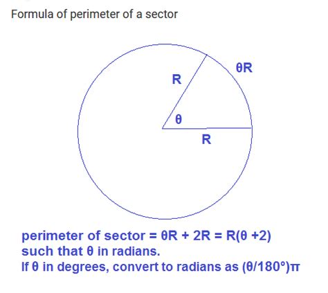 In this calculator you can calculate the perimeter of sector of circle based on the radius and the central angle. Formula of perimeter of a sector - Math - Areas Related to ...