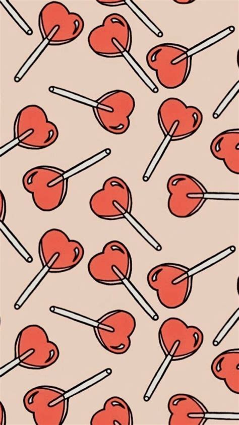 Aesthetic lollipop heart wallpaper red background iPhone ...