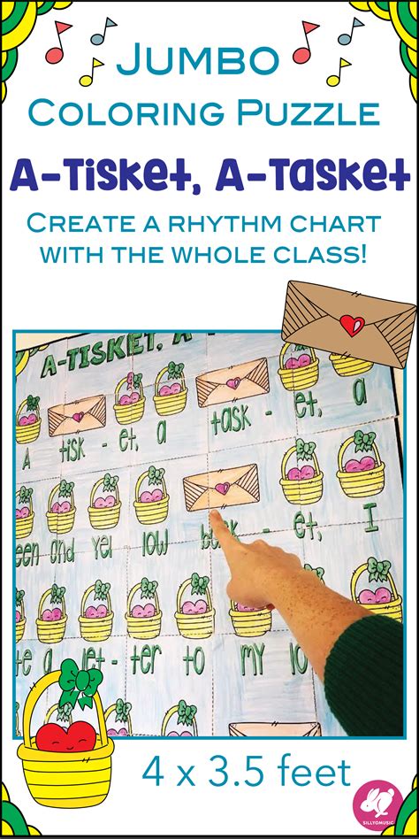 Note rhythm chart • quarter note and half note rhythm worksheet includes • suggestions for use • map of pieces • 30 pages of puzzle pieces with coloring key for more christmas music coloring and activities check out my christmas music printables. A-Tisket, A-Tasket Jumbo Rhythm Chart - Coloring Puzzle ...