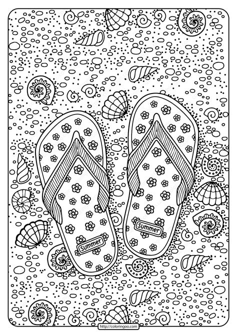 Printable Flip Flops Pdf Coloring Page in 2020 | Coloring pages, Adult coloring pages, Coloring ...