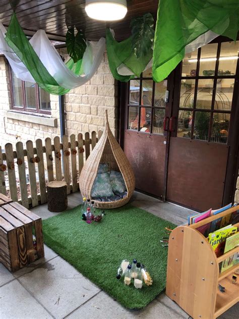 Our enchanted forest nursery was inspired by the forest theme and the birch tree decals we found for the walls. Barnsoldwick Outside Play Area - Bright Future Nursery