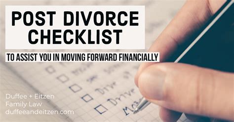 Additionally, all powers of attorney should be changed to remove your former spouse's authority to step into your shoes to act in your place, if that level of trust no. Post Divorce Checklist - Duffee + Eitzen