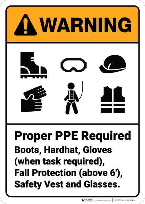 Warning: Proper PPE Required ANSI - Wall Sign | Creative Safety Supply