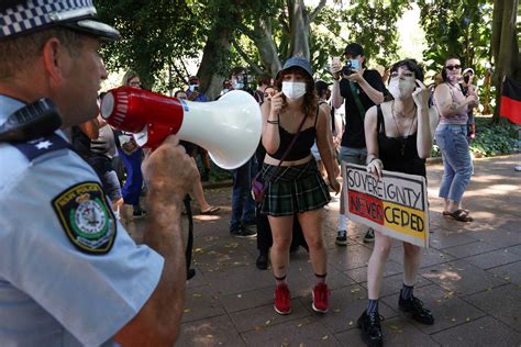 The nsw police force recognises and supports the rights of individuals and groups to exercise their rights of free speech and peaceful assembly, however, today's protest is in breach. Five arrested as Australia Day protests draw thousands