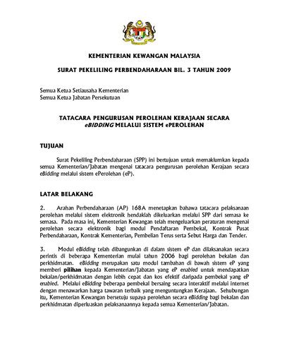 Pekeliling perbendaharaan malaysia pb 1.3 m.s. SURAT PEKELILING PERBENDAHARAAN BIL 5 TAHUN 2000