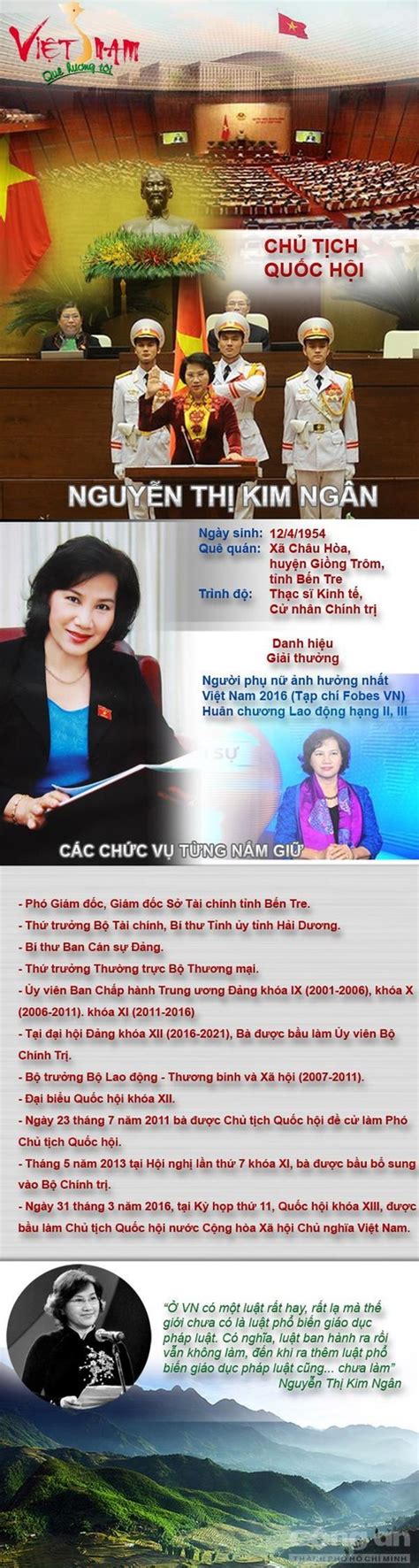 Chủ tịch nước cũng đã ký quyết định bổ nhiệm 5 phó thủ tướng, 21 bộ trưởng và các thành viên của chính phủ; Chân dung tân Chủ tịch Quốc hội Nguyễn Thị Kim Ngân