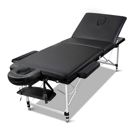 Toa metal framed square legs stationary spa massage table bed w/ tray rack. Zenses 3 Fold Portable Aluminium Massage Table - Black