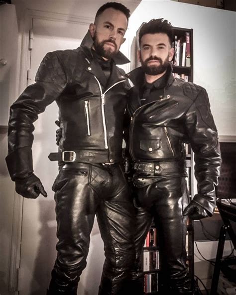 tough looking couple in leather | Leather jacket men, Mens leather pants, Mens leather clothing