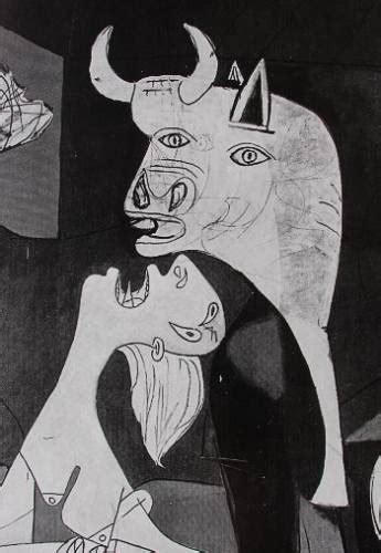 Guernica, large oil painting by spanish artist pablo picasso named for the spanish city that guernica , oil on canvas by pablo picasso, 1937; picasso-guernica-detail3