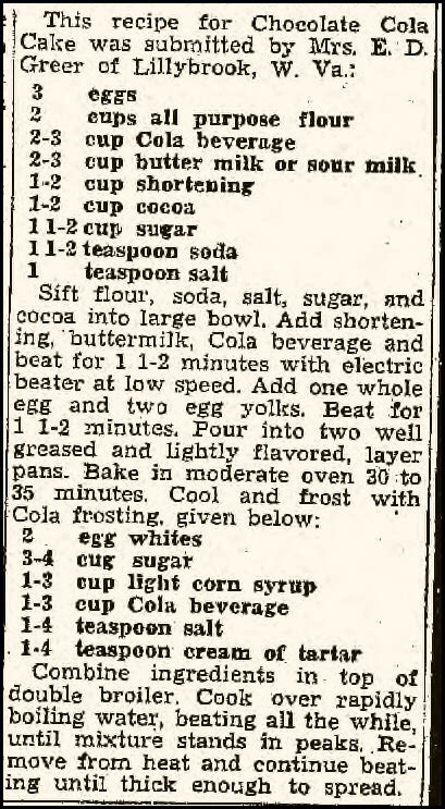 Photo credit to wikipedia commons/ one of the first coupons for a free glass of coke. Chocolate Cake With Coke