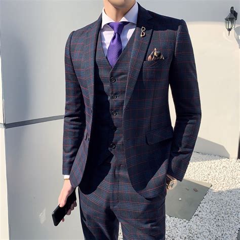 Designed in a modern cut for sartorial elegance, men's slim fit suits are ideal for weekday style. 3 Pieces Suit Man Wedding Costume De Mariage Homme 2019 ...
