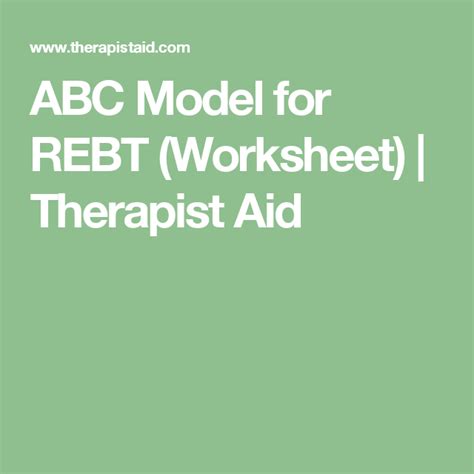 Cognitive behavioral therapy cbt requires clients to have a strong understanding of the cognitive model before they attempt to identify. ABC Model for REBT (Worksheet | Therapy worksheets ...