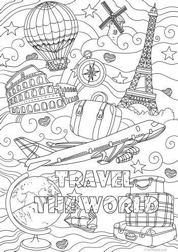 Search through more than 50000 coloring pages. Travel the World | Printable adult coloring pages, Adult ...