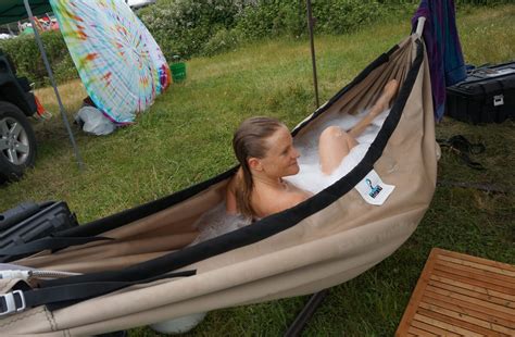 Suspended it, lay in the snow or sand for a portable hot tub liner. Hot tub hammock