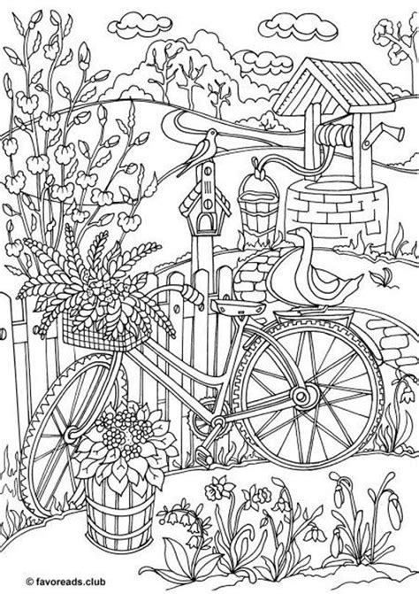 New free coloring pages stay creative at home with our latest. Bicycle - Printable Adult Coloring Page from Favoreads ...