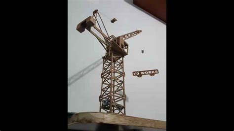This crane , with a 16ft long boom, could lift 3 kids. DIY tower crane luffing jib with wood - YouTube