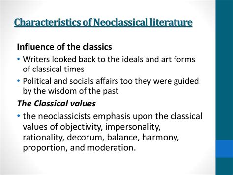 Characteristics of the neoclassical age
