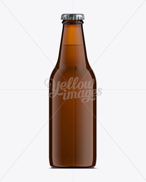 Download 330ml Vishy Amber Glass Beer Bottle Mockup in Bottle Mockups on Yellow Images Object Mockups