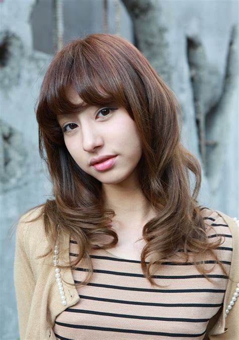 Fashion hair color 2017 for asian girls!trends,top looks in 2017 hair color trends.,2017 hair color trends,hair trends,hairstyles 2017,hair color trends,hair. Asian Girls Shoulder Length Wavy Hairstyle with Full Bangs ...