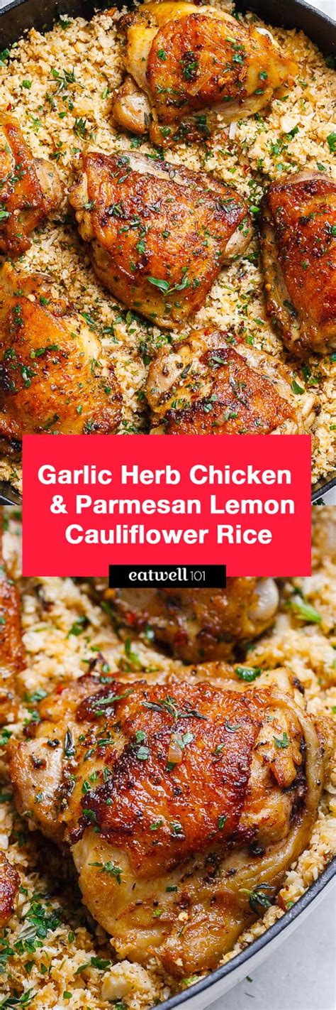 In this recipe, i first pan sear the chicken thighs in a bit of olive oil on both sides, until they're nice and golden brown, about 5 minutes per side. Buttery Garlic Herb Chicken and Lemon Cauliflower Rice ...