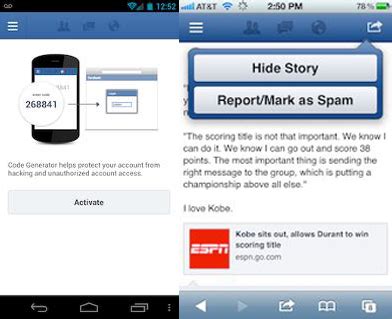 Here you'll see the tool run through new security codes every 30 or 60 seconds. Facebook now lets you report spam and recover your account ...