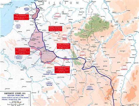 Click for europe map after world war1 street view ». Map of WWI: Western Front 1918