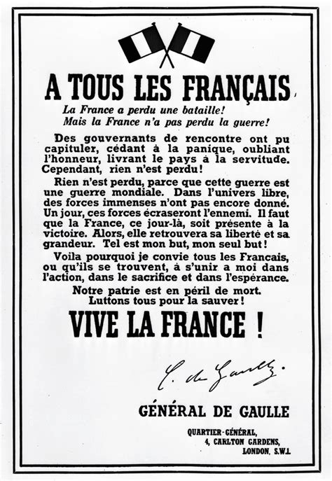 Texte de l'appel du 18 juin 1940. L'appel du 18 juin - rts.ch - Les grands discours